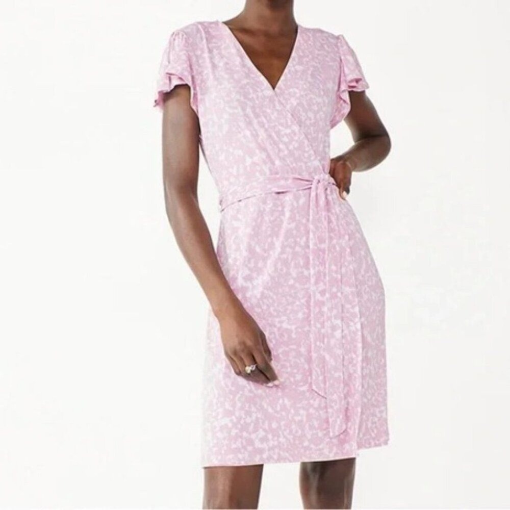 Nine West flutter sleeves wrap dress, Size Large